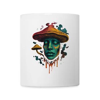 Psychedelisches Pilzgesicht Surreales Design - Tasse - Weiß - Vorne