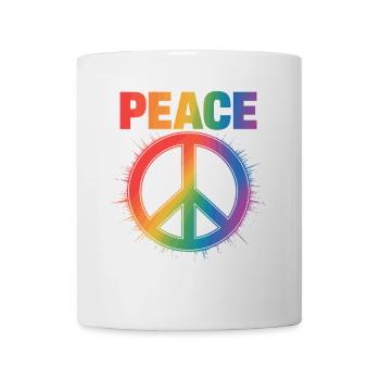 Peace Regenbogen Queer LGBTQ+ Pride Day - Tasse - Weiß - Vorne