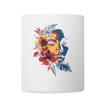 Femme Tête Fleurs Journée Internationale de la Femme Abstrait Créatif - Mug blanc - blanc - Devant