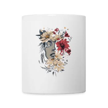 Femme Tête Fleurs Journée Internationale de la Femme Abstrait Créatif - Mug blanc - blanc - Devant