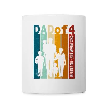 Papa & 4 Söhne Geschenk Design zum Vatertag - Tasse - Weiß - Vorne