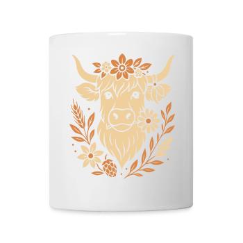 Highland Cow - Highland Beef with Flower - Mug - white - Front