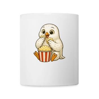 Eule Popcorn Kino Filmliebhaber Filmabend - Tasse - Weiß - Vorne