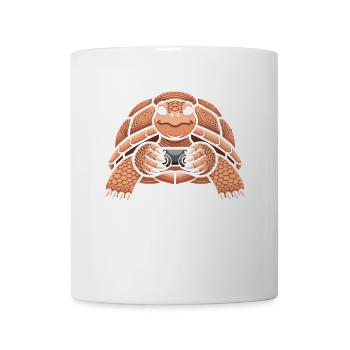 Cheerful turtle playing a video game - Mug - white - Front