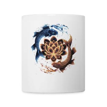 Yin Yang Koi Fish and Glowing Lotus Art - Mug - white - Front