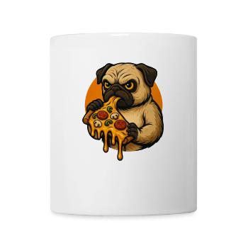 Lustiger Mops mit Pizza Italienisches Essen  - Tasse - Weiß - Vorne
