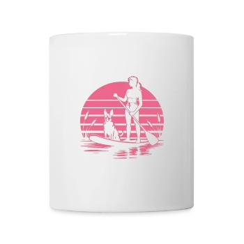 Retro Sunset Dog Lover Women Paddleboarding - Tasse - Weiß - Vorne