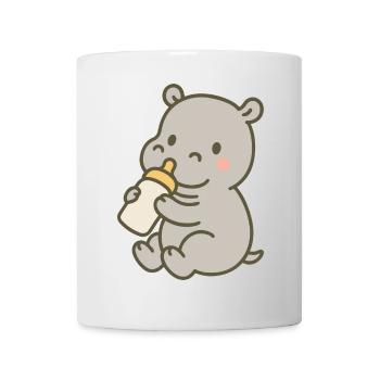 Hippopotamus with bottle - Mug - white - Front