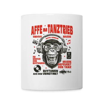 Classic Kassette Shirt: Cartoon Affe im Groove - Tasse - Weiß - Vorne