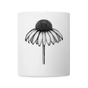 Fleur d’échinacée échinacée – Dessin au trait botanique - Mug blanc - blanc - Devant