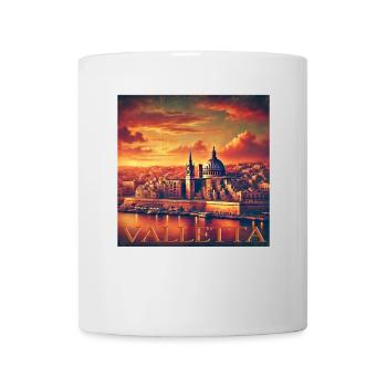 Rétro Malte La Valette Port Ville Coucher de soleil - Mug blanc - blanc - Devant