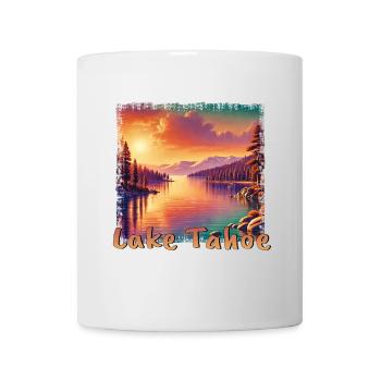 Lake Tahoe USA Sierra Nevada Grunge Kunst  - Tasse - Weiß - Vorne