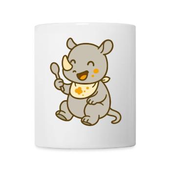 Nourrir avec le bébé rhinocéros – Doux et sauvage - Mug blanc - blanc - Devant