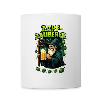 Zapf Zauberer Bier Bierflasche Bierzelt Crew - Tasse - Weiß - Vorne