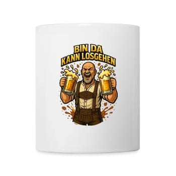 Bier Bierkrug Bierflasche Bierzelt Biergarten - Tasse - Weiß - Vorne