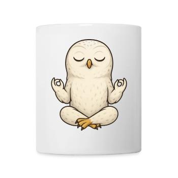 Relaxed Snowy Owl Yoga Meditation Relax Chill - Mug - white - Front