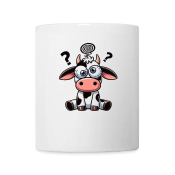 Süße verwirrte Kuh Cartoon lustig Clumsy  - Tasse - Weiß - Vorne