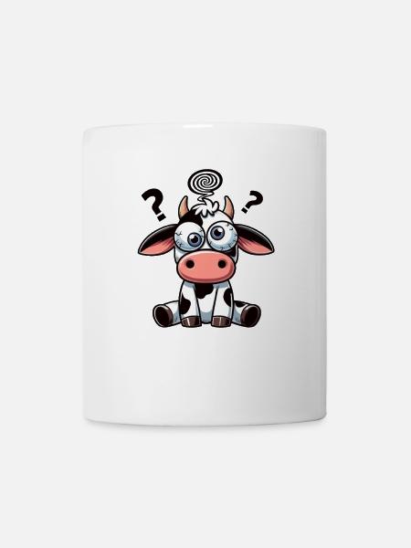 Süße verwirrte Kuh Cartoon lustig Clumsy - Tasse - Weiß