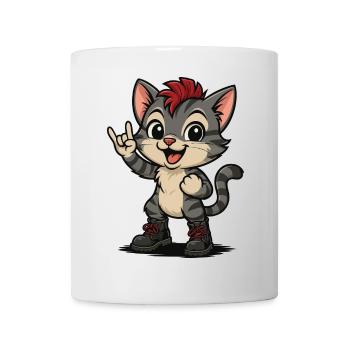 Punk Rock Kätzchen mit Boots - Tasse - Weiß - Vorne