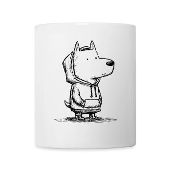 Croquis de dessin animé de chien kawaii - Mignon et drôle - Mug blanc - blanc - Devant