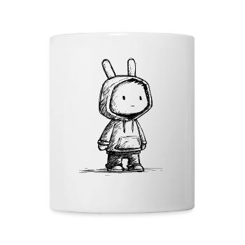 Kawaii Hase Cartoon Skizze – süßes Bunny Motiv - Tasse - Weiß - Vorne