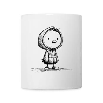 Kawaii Bird Cartoon Sketch – Cute & Funny - Mug - white - Front