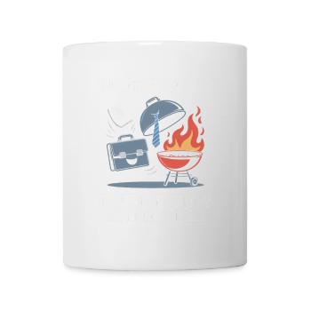 Absent du bureau dans les négociations avec ma main-d’œuvre du grill - Mug blanc - blanc - Devant