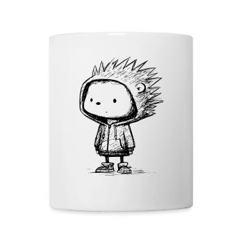 Kawaii Igel Cartoon Hoodie Skizze – süß & lustig - Tasse - Weiß - Vorne