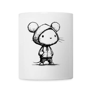 Kawaii Maus Cartoon Skizze – süß & lustig Motiv - Tasse - Weiß - Vorne