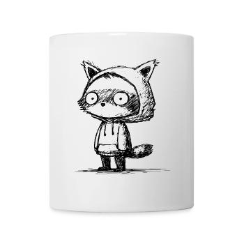 Kawaii Raccoon Cartoon Sketch – Funny Motif - Mug - white - Front