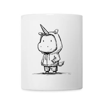 Kawaii Einhorn Cartoon Skizze – süß & magisch - Tasse - Weiß - Vorne
