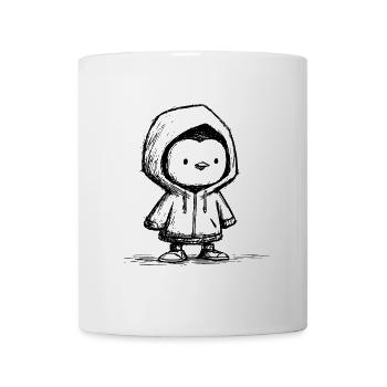 Kawaii Penguin Hoodie Sketch – Cute Motif - Mug - white - Front