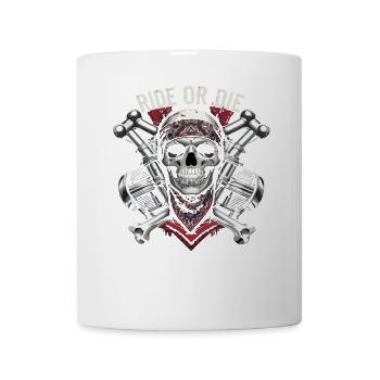Motorcycle Skull Ride or Die Biker Chopper Rock - Mug - white - Front