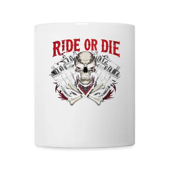 Motorcycle Skull Ride or Die Biker Chopper Rock - Mug - white - Front