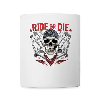 Motorcycle Skull Ride or Die Biker Chopper Rock - Mug - white - Front