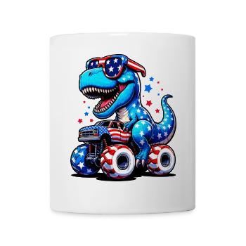 SSW24-T Rex Riding Monster Truck 3 - Mug - white - Front