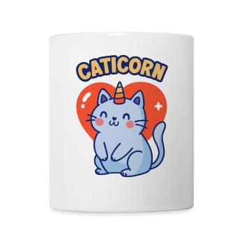 Cute Caticorn funny Unicorn Cat with Love Heart - Mug - white - Front