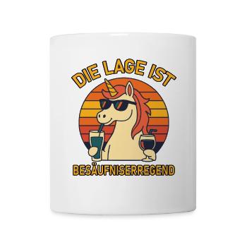 Die Lage ist besäufniserregend Retro Einhorn Spaß - Tasse - Weiß - Vorne