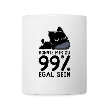 99 % Egal – Chillende Katze Null Interesse - Tasse - Weiß - Vorne