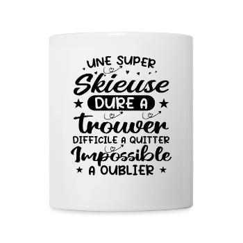 Une Super Skieuse - Cadeau skieuse - Mug blanc - blanc - Devant