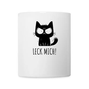 Leck mich Cartoon – freche Grummelkatze Grafik - Tasse - Weiß - Vorne