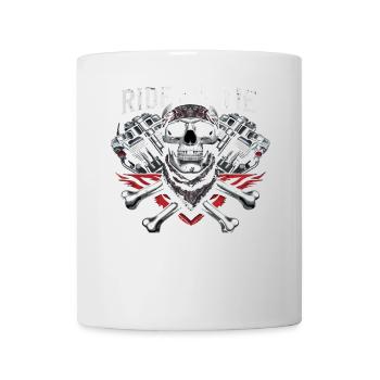 Motorcycle Skull Ride or Die Biker Chopper Rock - Mug - white - Front
