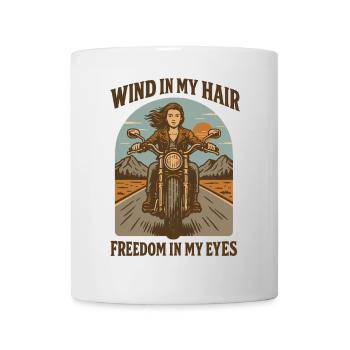 Du vent dans mes cheveux La liberté dans mes yeux Femmes - Mug blanc - blanc - Devant