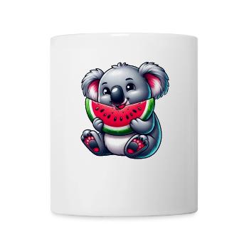 Süßer Koala mit Wassermelone Sommer Cartoon - Tasse - Weiß - Vorne