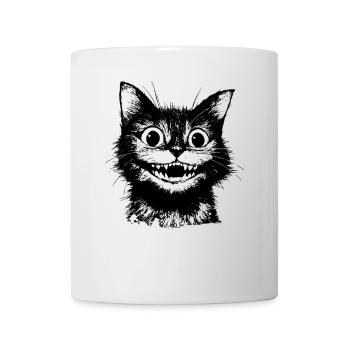 Süße schwarze Grinsekatze – lustiges Gothic Motiv - Tasse - Weiß - Vorne