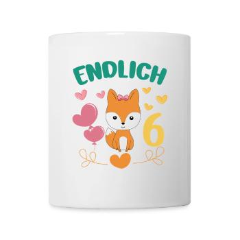 Finally 6 Years Girl Birthday Shirt Fox - Mug - white - Front
