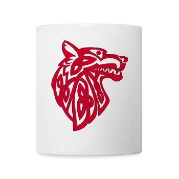 Loup rouge viking - Mug blanc - blanc - Devant