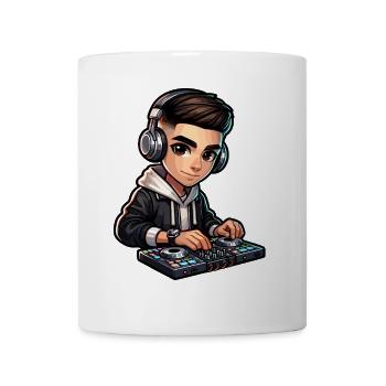 Cool DJ Cartoon Avec Casque Et Table De Mixage - Mug blanc - blanc - Devant