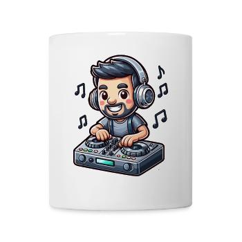 Cool DJ Cartoon Avec Casque Et Table De Mixage - Mug blanc - blanc - Devant