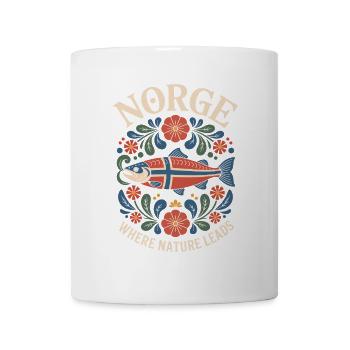 Norge Norway Salmon Folk Art Tradition Rosemaling - Mug - white - Front